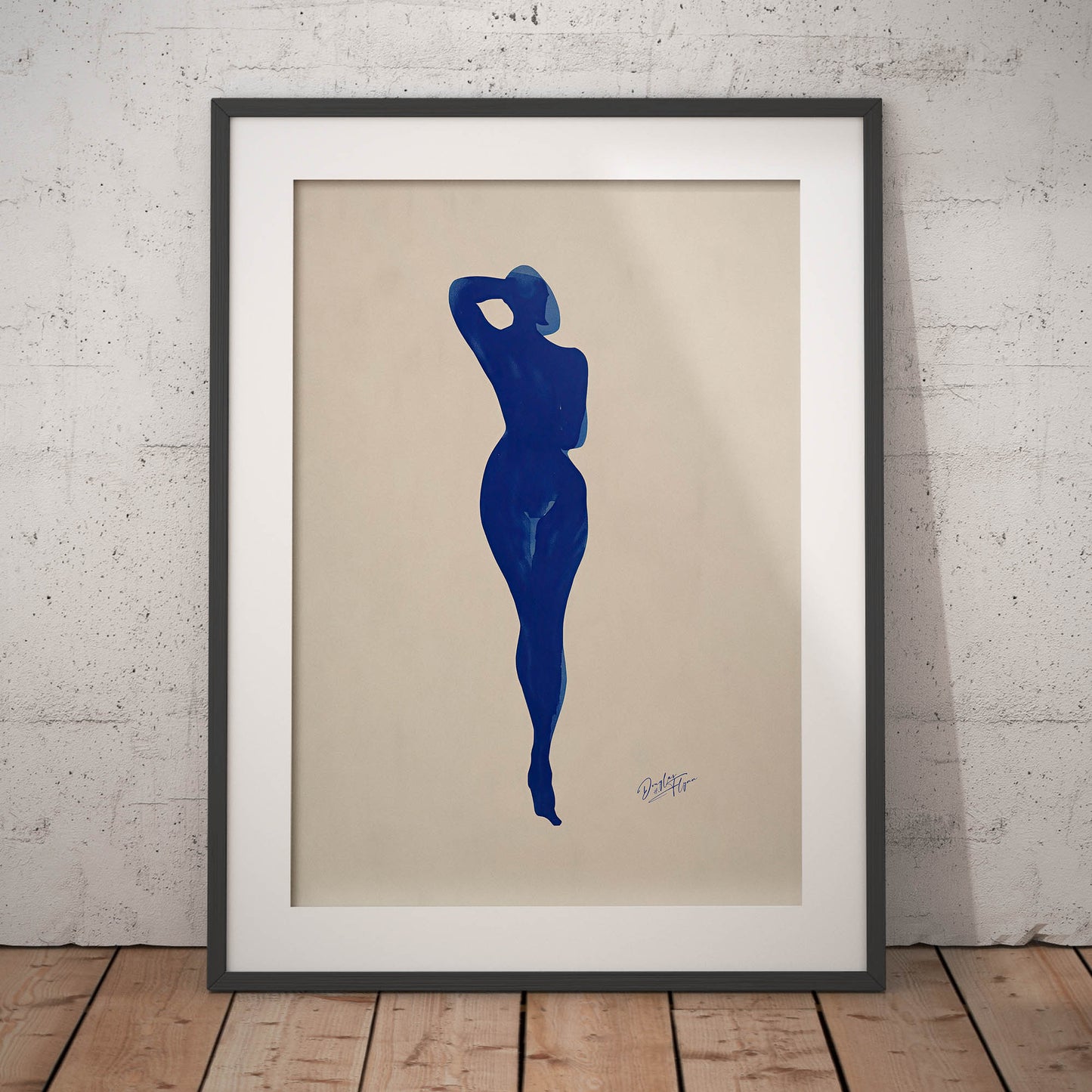 »A Blue Female Expression« konstnärlig poster med kvinnliga former