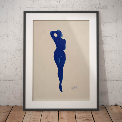 »A Blue Female Expression« konstnärlig poster med kvinnliga former