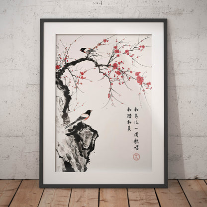 »Cherry Bloom and a Bird« poster