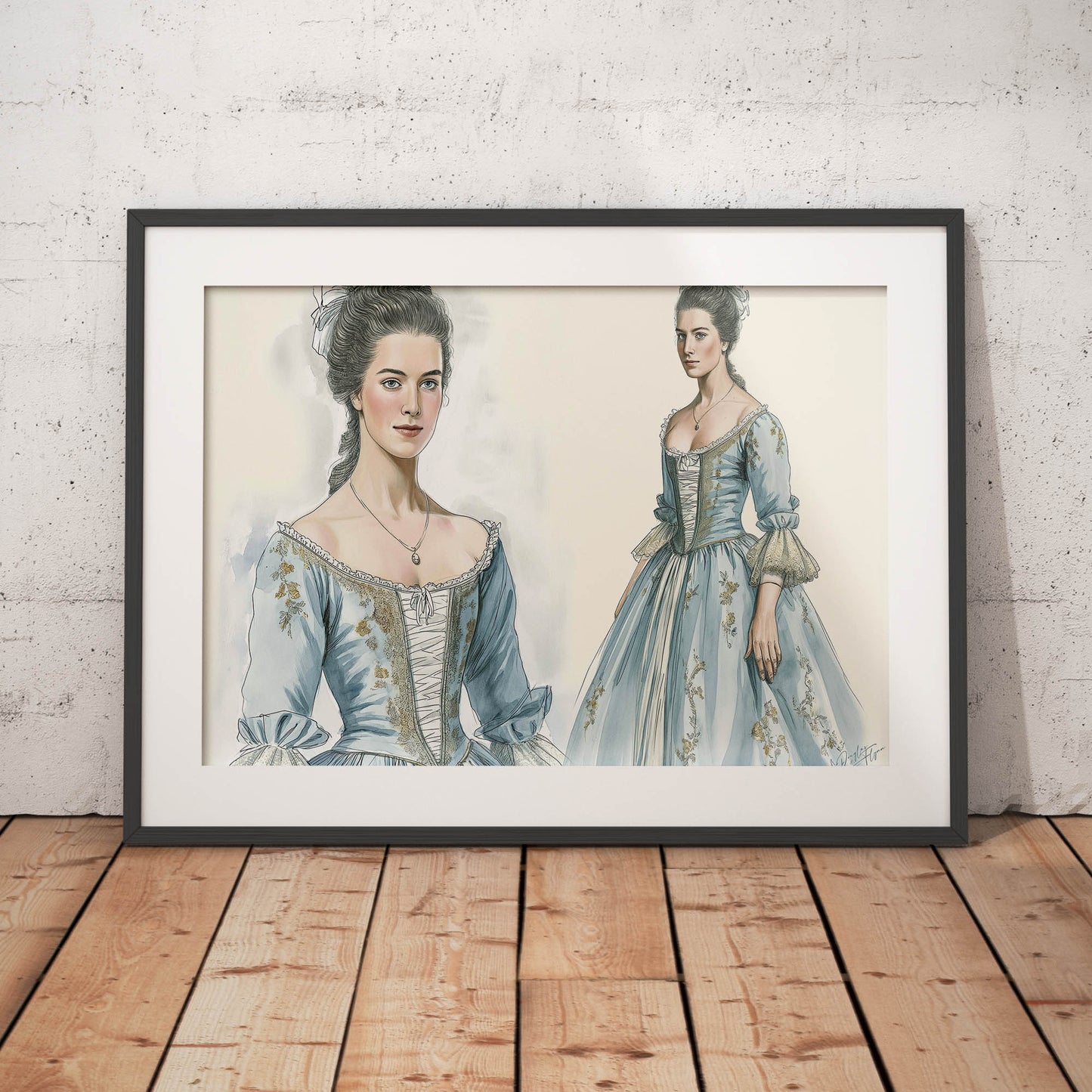 A Soft Blue Linen 1700s German Day Dress