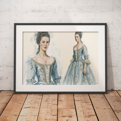 A Soft Blue Linen 1700s German Day Dress