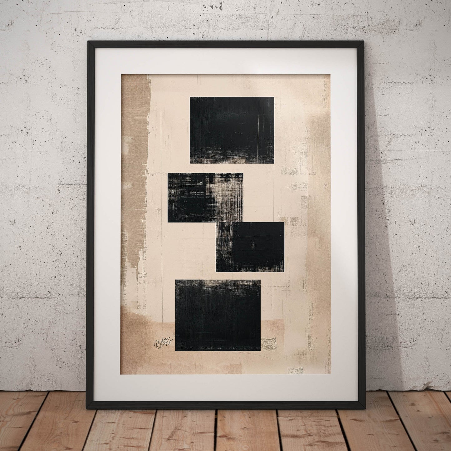 »Four Black Boxes«, poster med abstrakta former