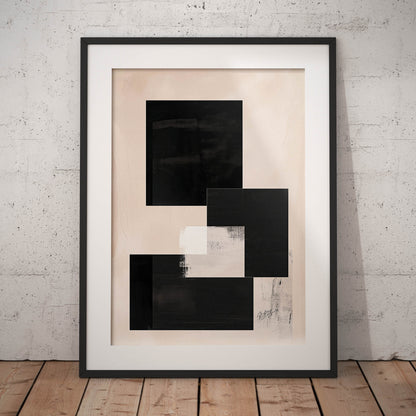 »Three Black Boxes And a White«, poster med abstrakta former