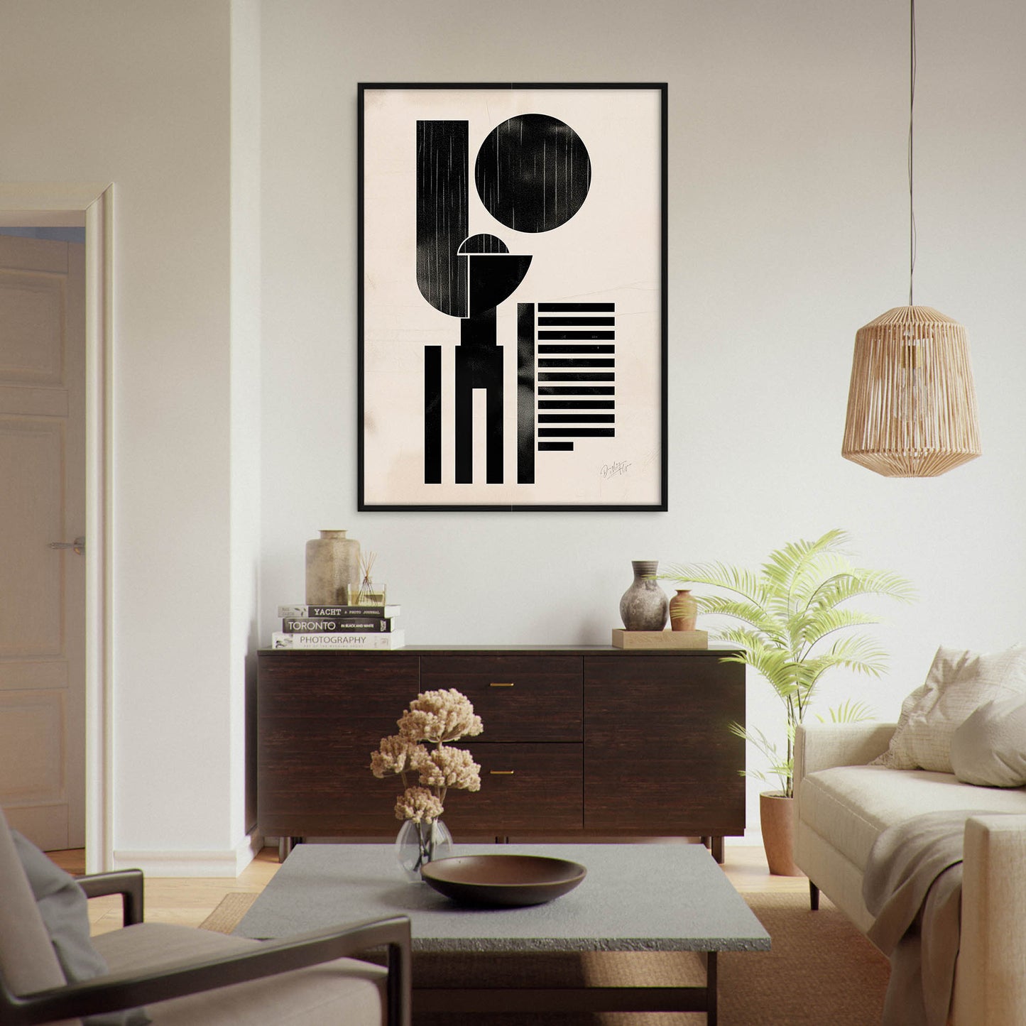 »Moon Over Manhattan«, poster med abstrakta former