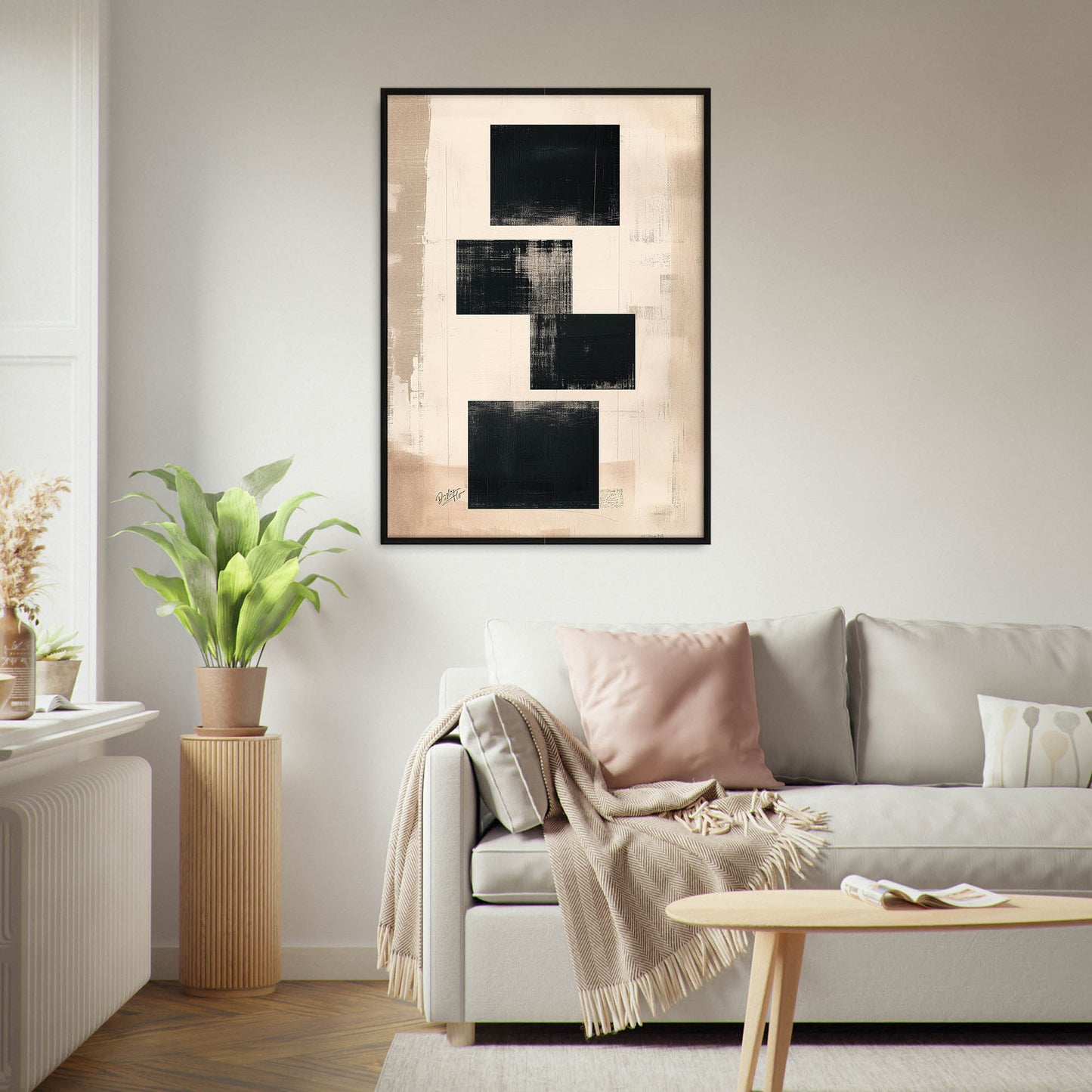 »Four Black Boxes«, poster med abstrakta former