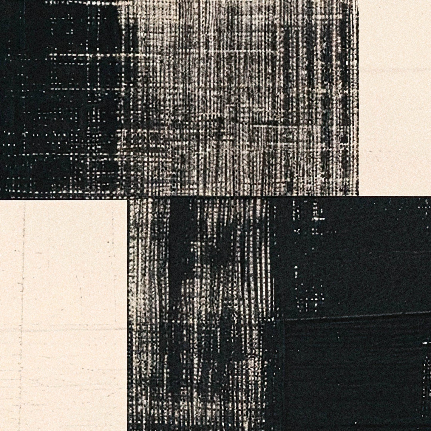 »Four Black Boxes«, poster med abstrakta former
