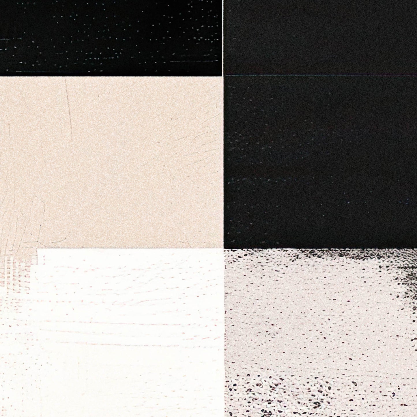 »Three Black Boxes And a White«, poster med abstrakta former