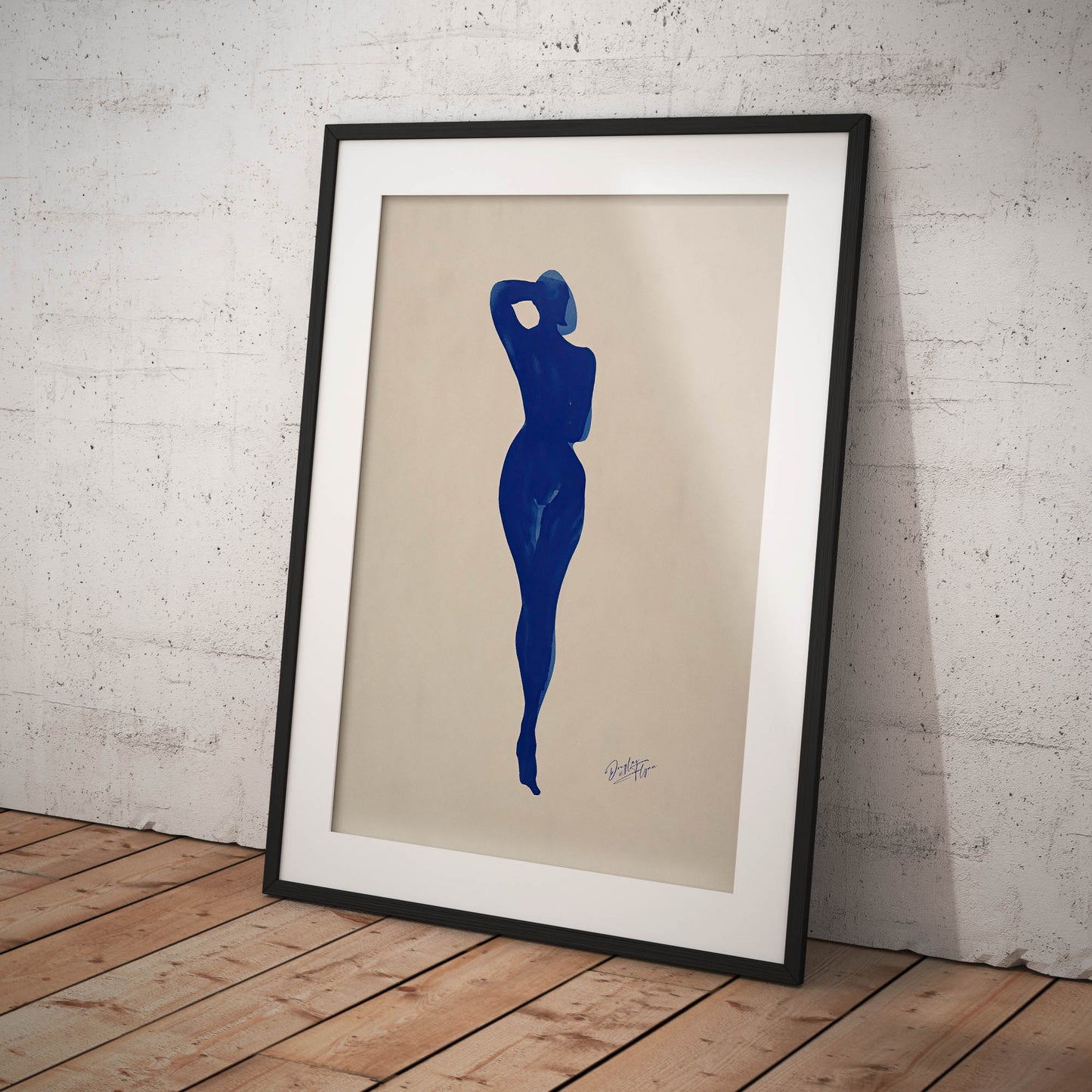 »A Blue Female Expression« konstnärlig poster med kvinnliga former