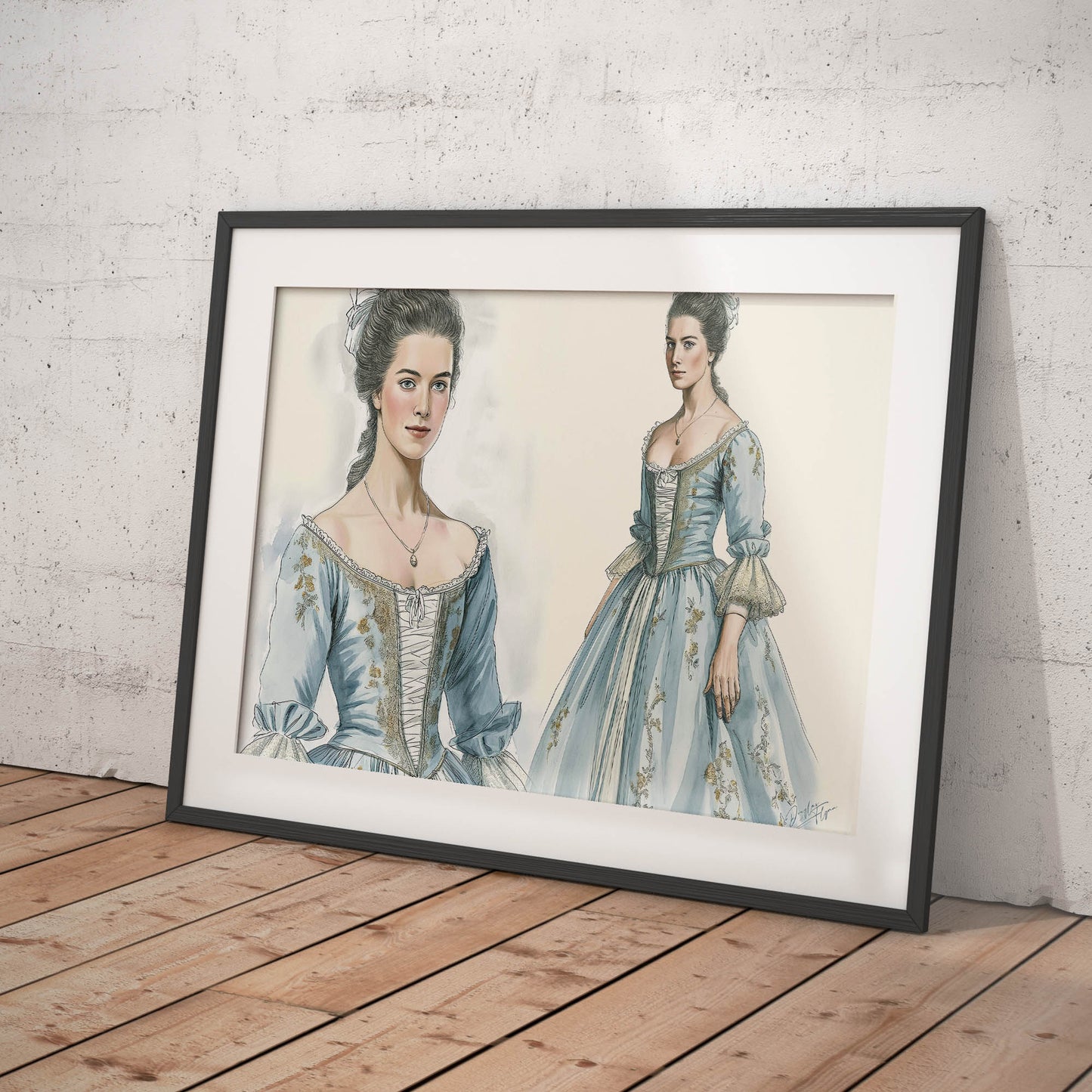 A Soft Blue Linen 1700s German Day Dress