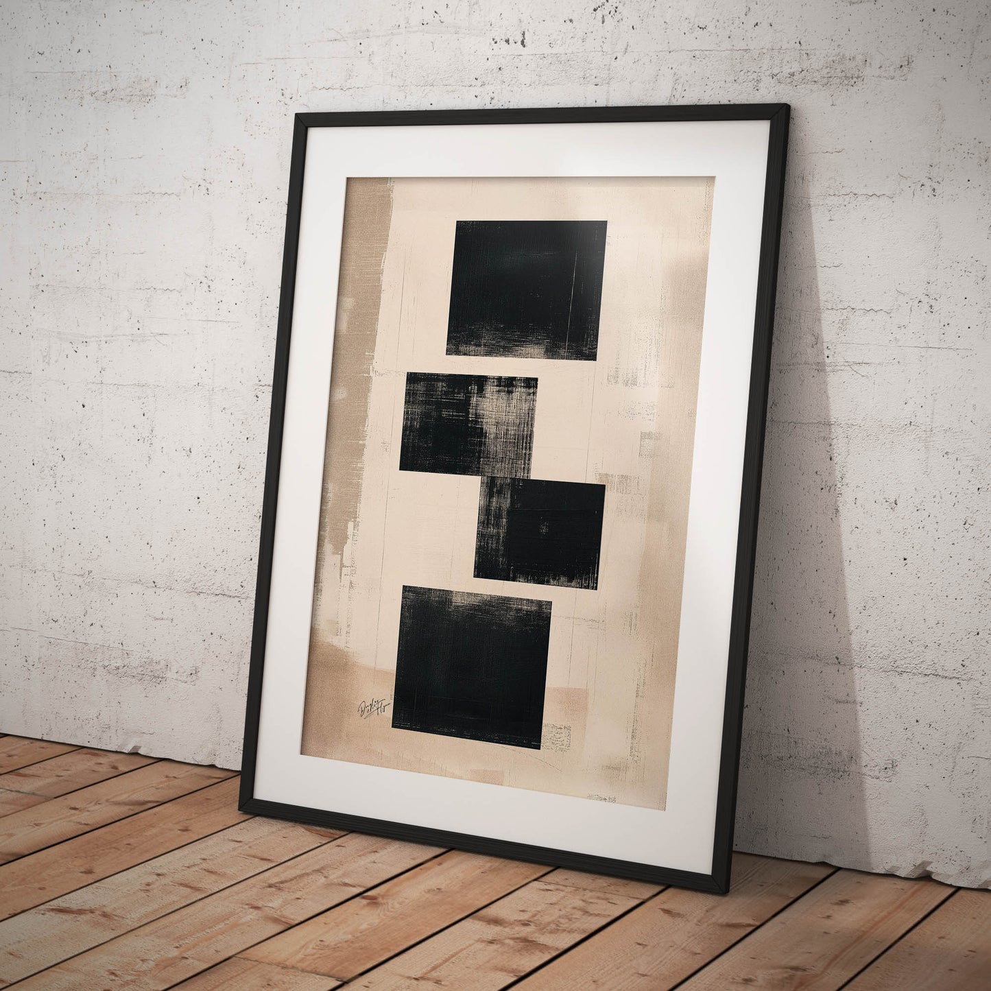 »Four Black Boxes«, poster med abstrakta former