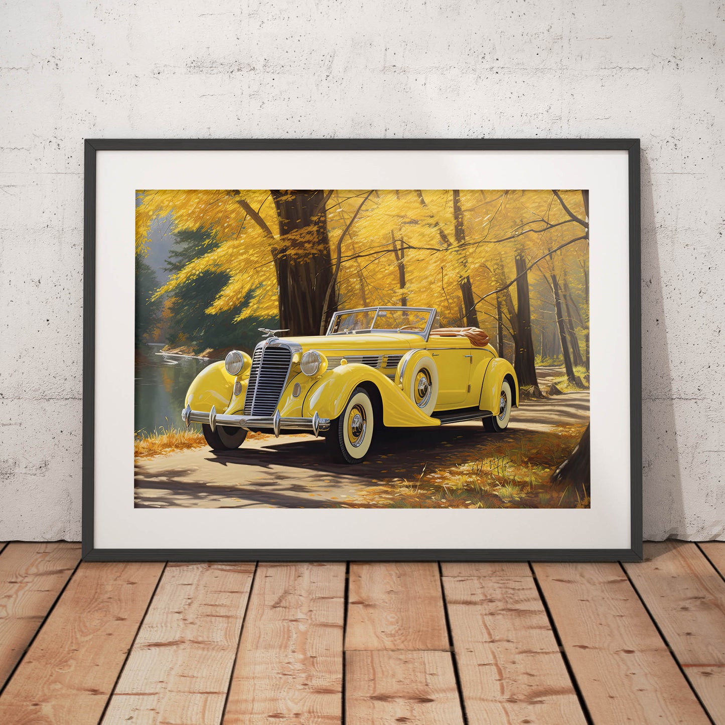 »Canary yellow 1930s Auburn vintage car«