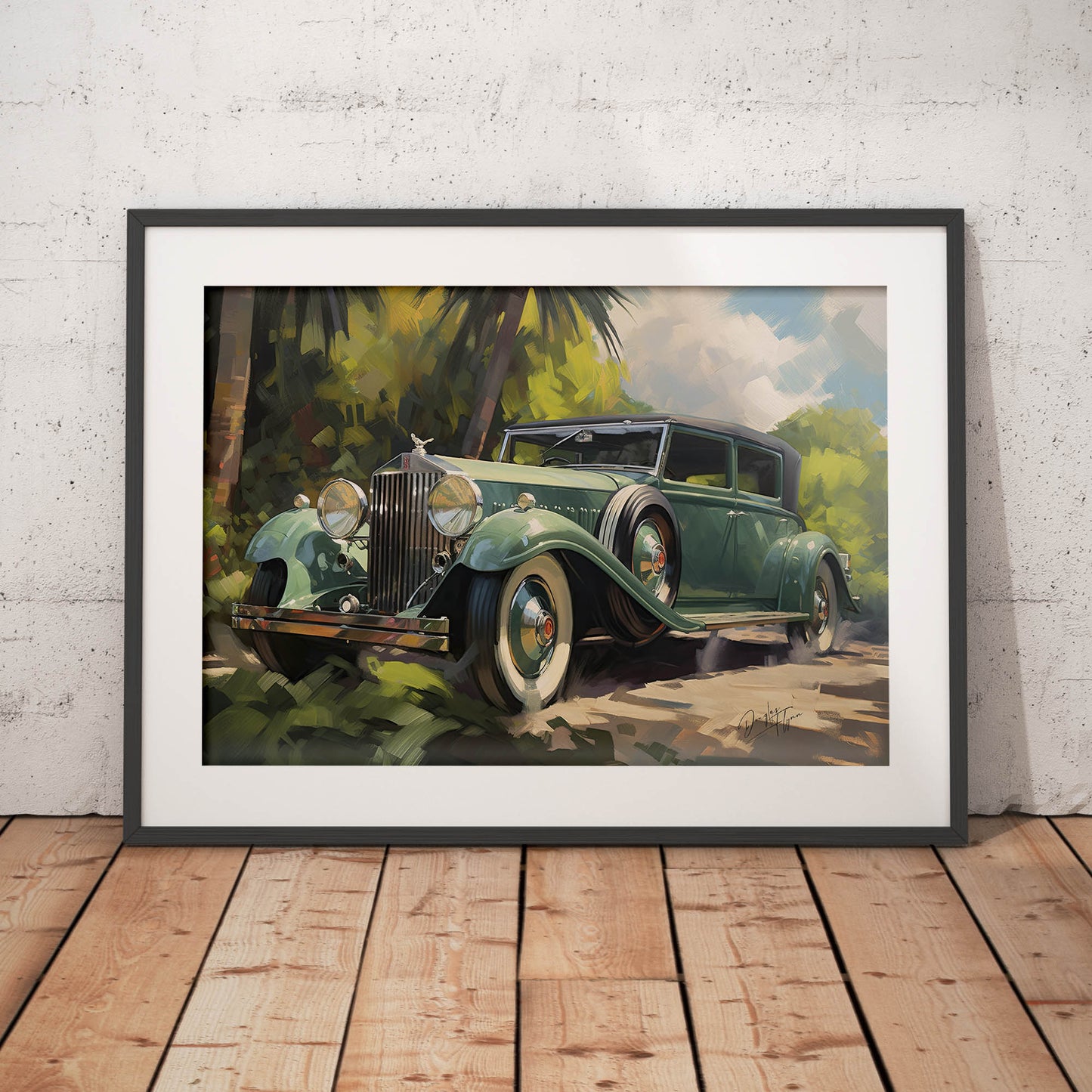 »Emerald green 1920s vintage car«