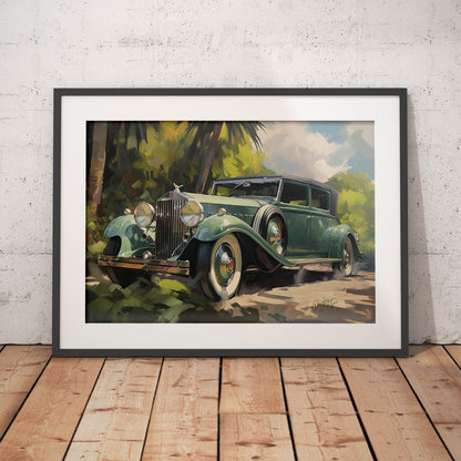 »Emerald green 1920s vintage car«