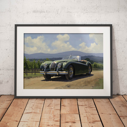 »Forest green 1950s vintage cabriolet car«