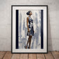 »Navy and White Scalloped Hem Midi Dress, 1960s with Geometric Print«