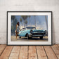 »Turquoise 1950s vintage car 1950s«