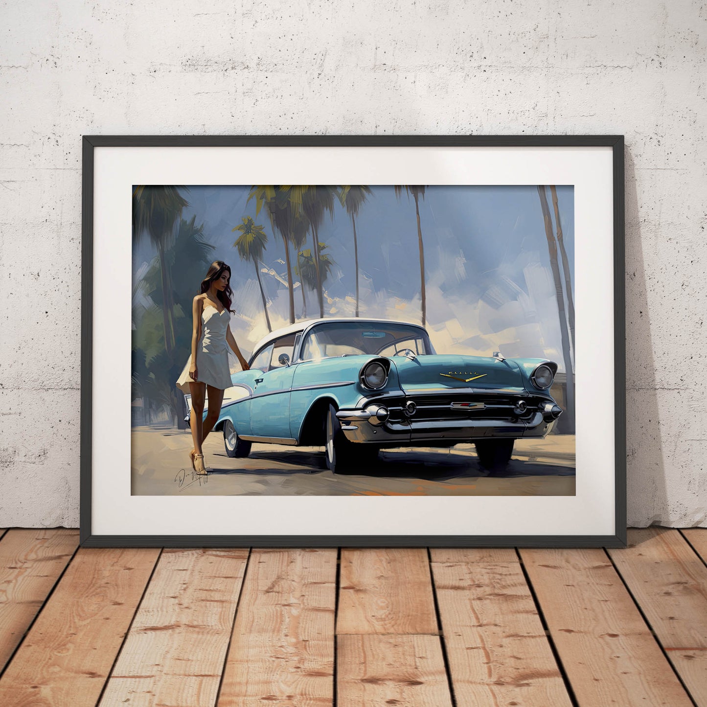 »Turquoise 1950s vintage car 1950s«