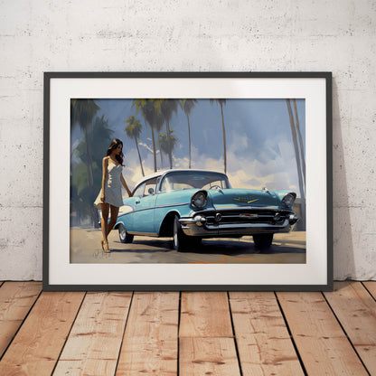 »Turquoise 1950s vintage car 1950s«