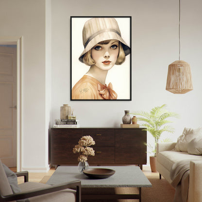 »Classic Beige Cloche Hat, 1920s with Bow Detail«