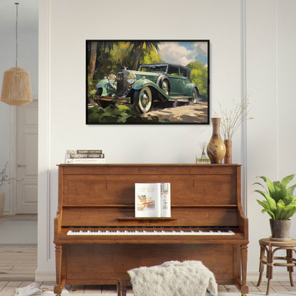 »Emerald green 1920s vintage car«