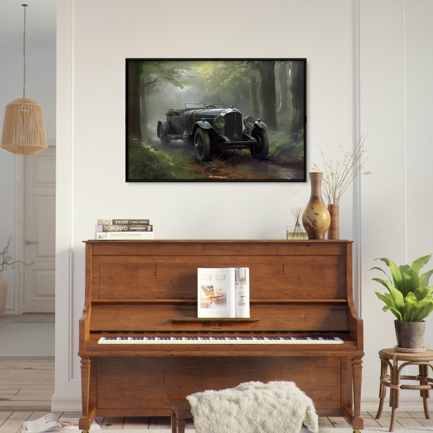 »Forest green 1930s vintage car«