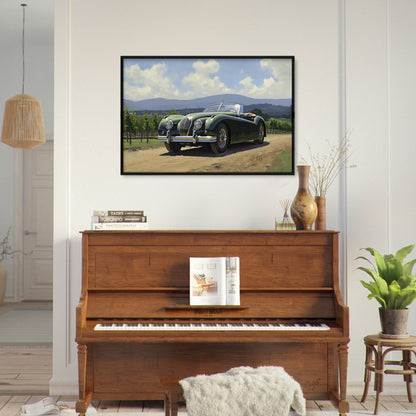 »Forest green 1950s vintage cabriolet car«
