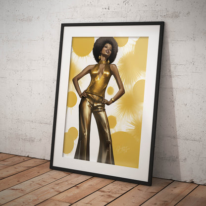 »Glamorous Gold Sequin Embellished Halter-Neck Jumpsuit, 1970s«