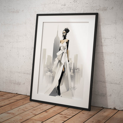 »Bold Asymmetrical Wedding Dress, 2010s with Oversized Bow«