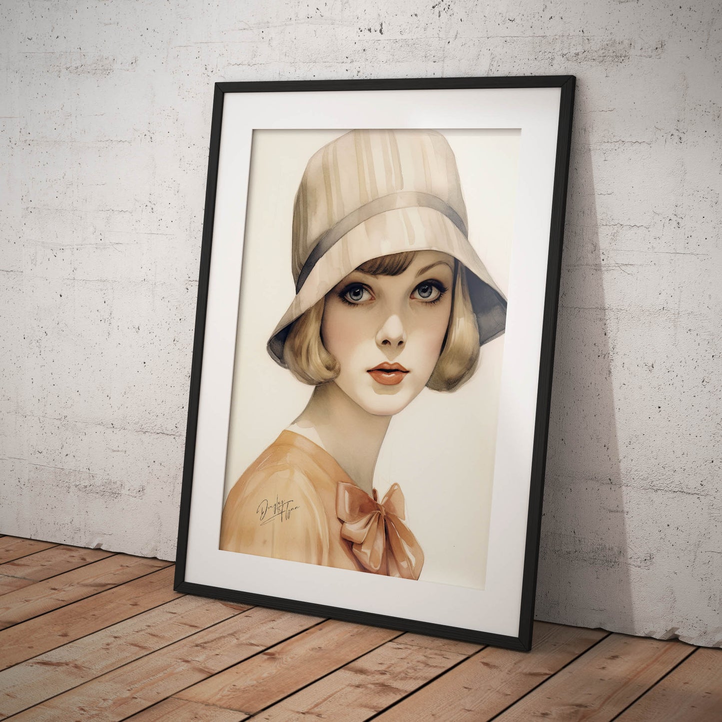 »Classic Beige Cloche Hat, 1920s with Bow Detail«
