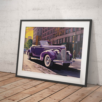 »Deep purple 1940s Convertible Coupe vintage car«