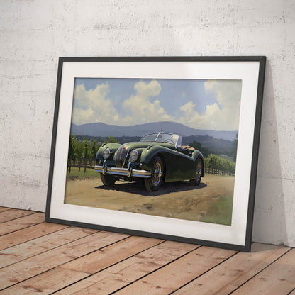 »Forest green 1950s vintage cabriolet car«