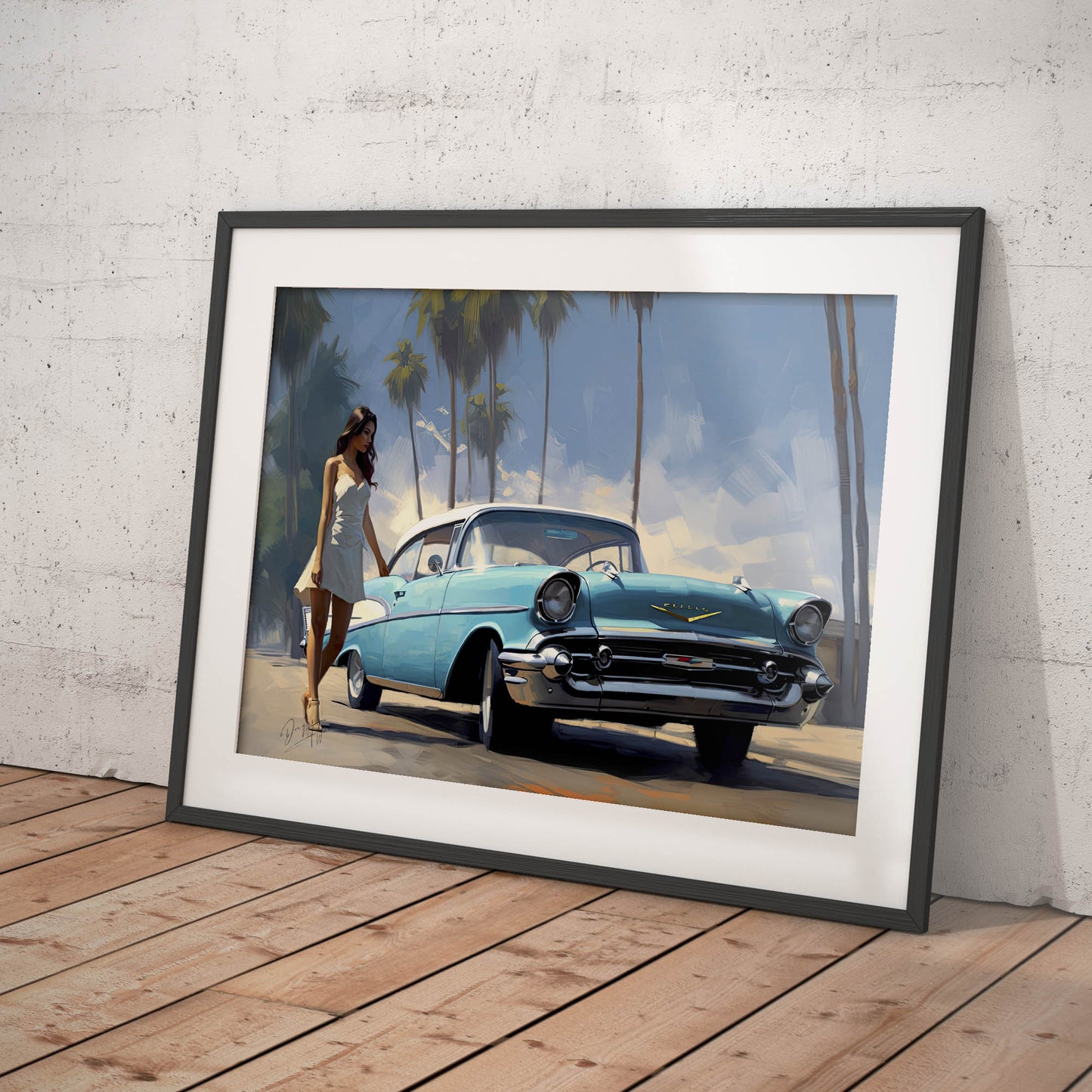 »Turquoise 1950s vintage car 1950s«