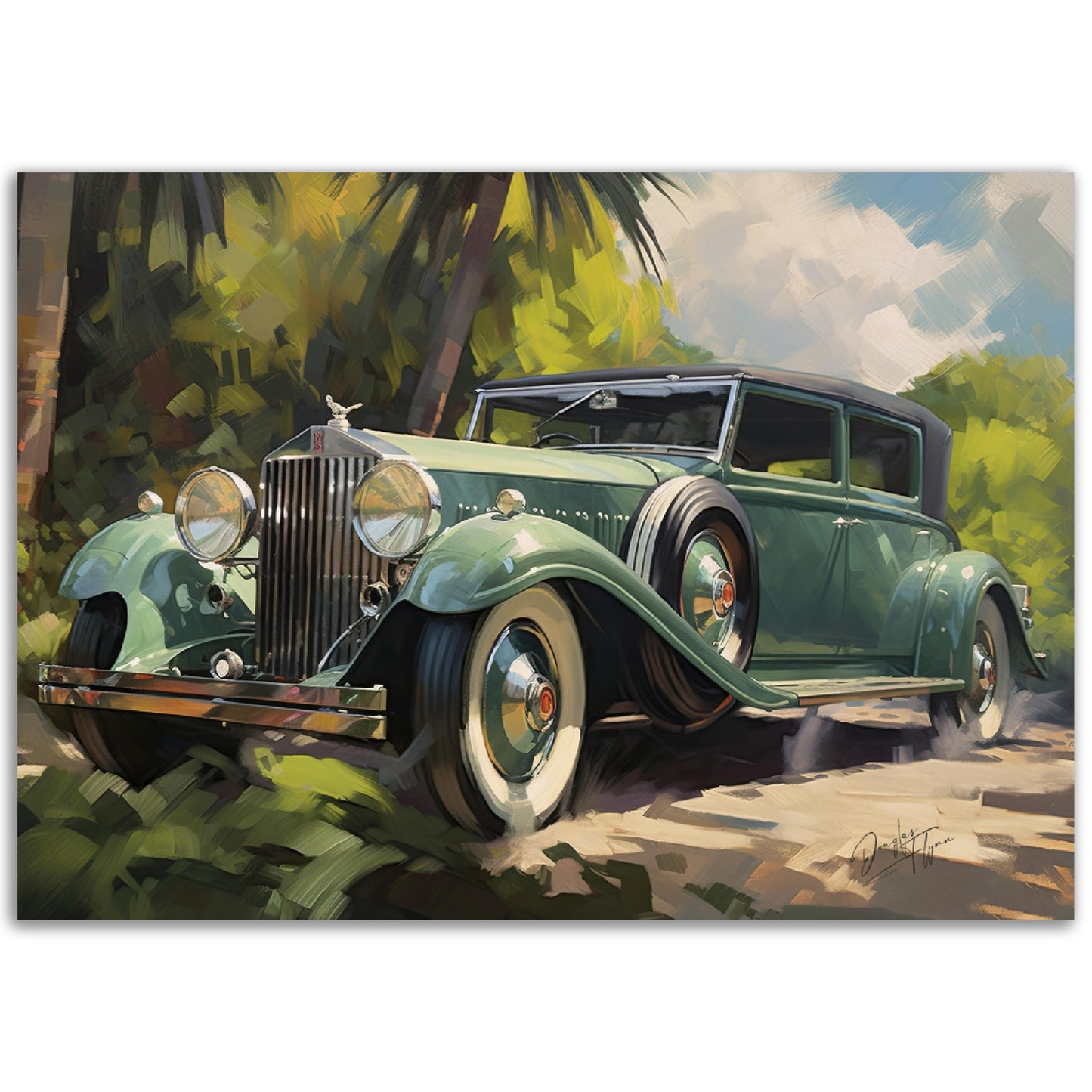 »Emerald green 1920s vintage car«