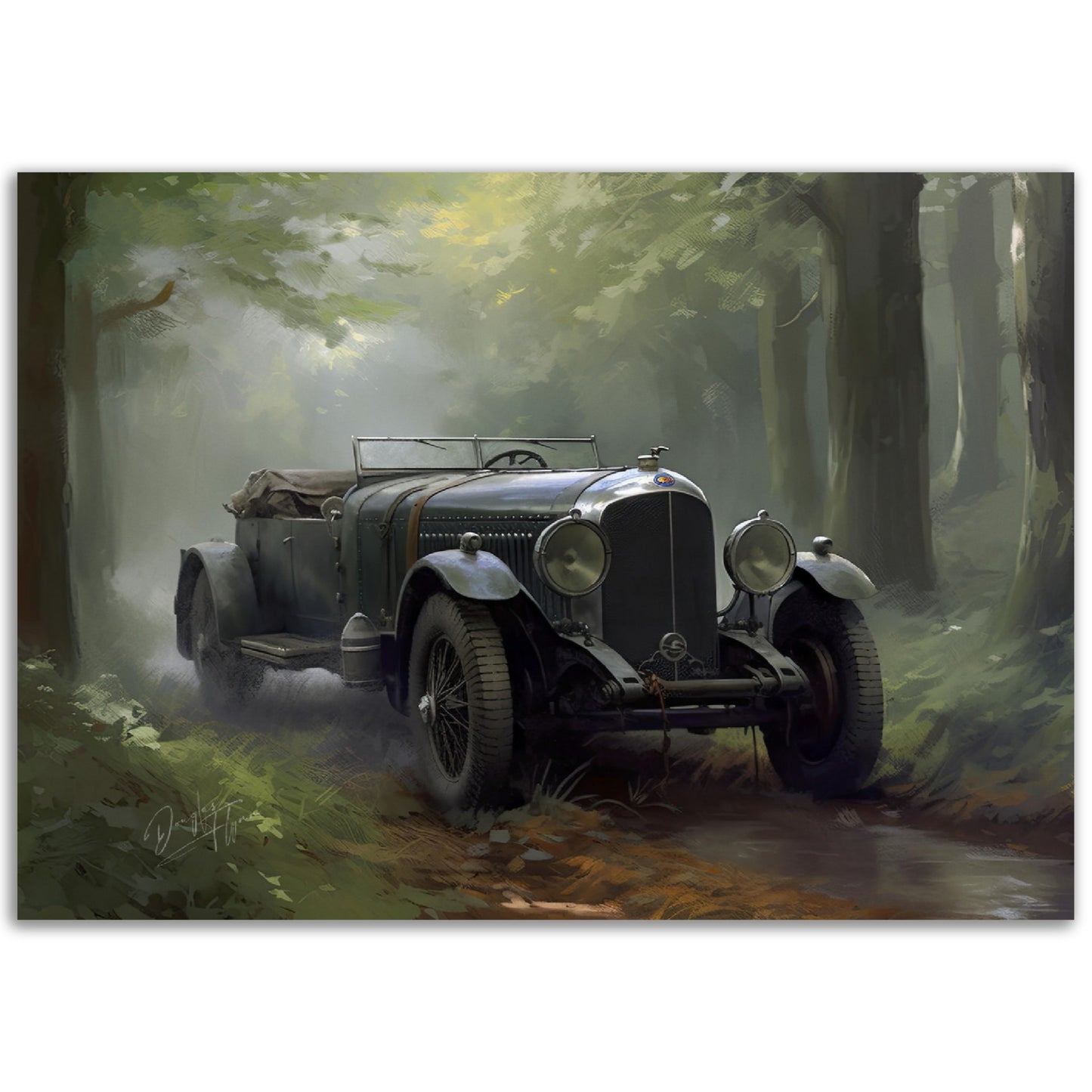 »Forest green 1930s vintage car«