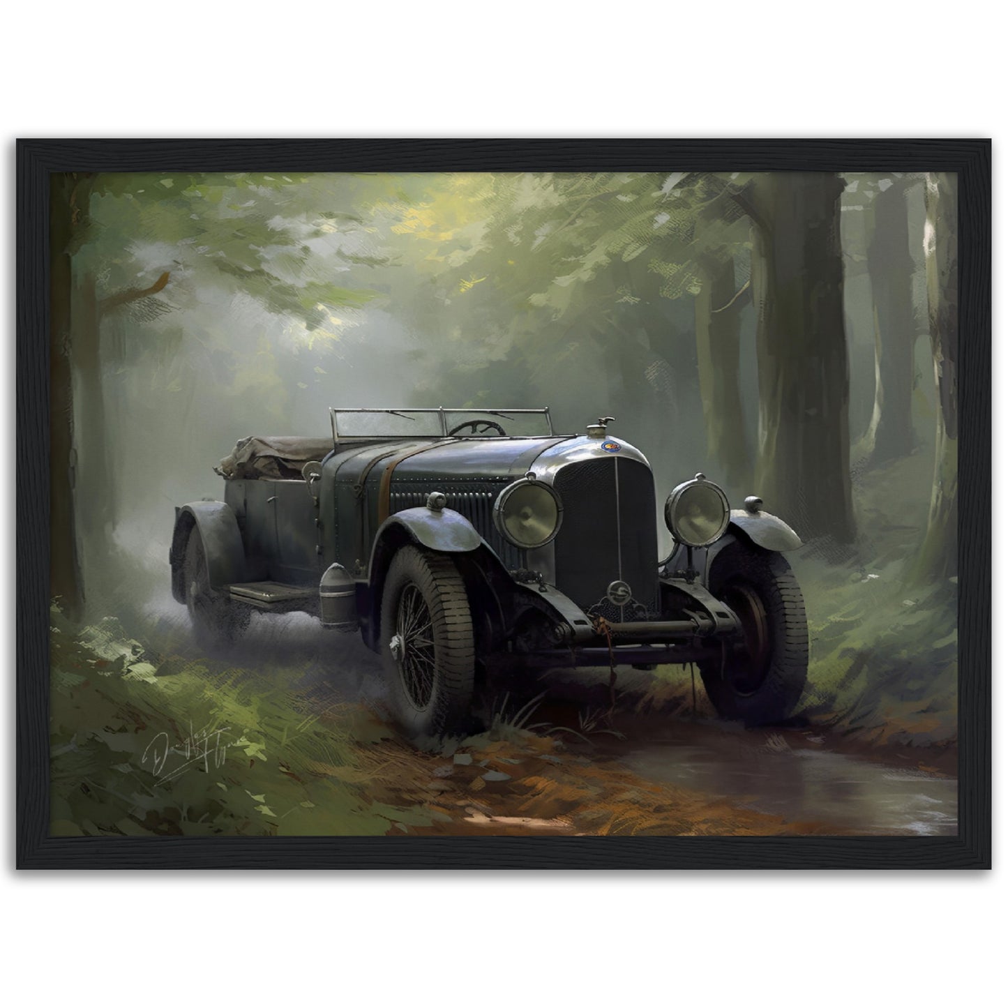 »Forest green 1930s vintage car«