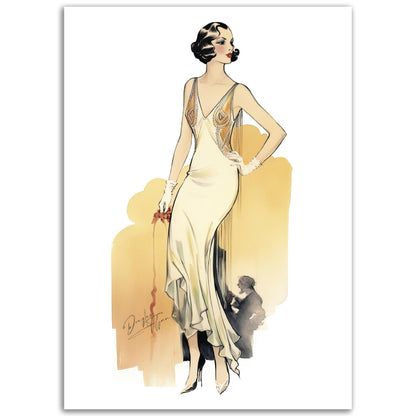 »Champagne Lace-Trimmed Bias-Cut Slip Dress, 1930s «