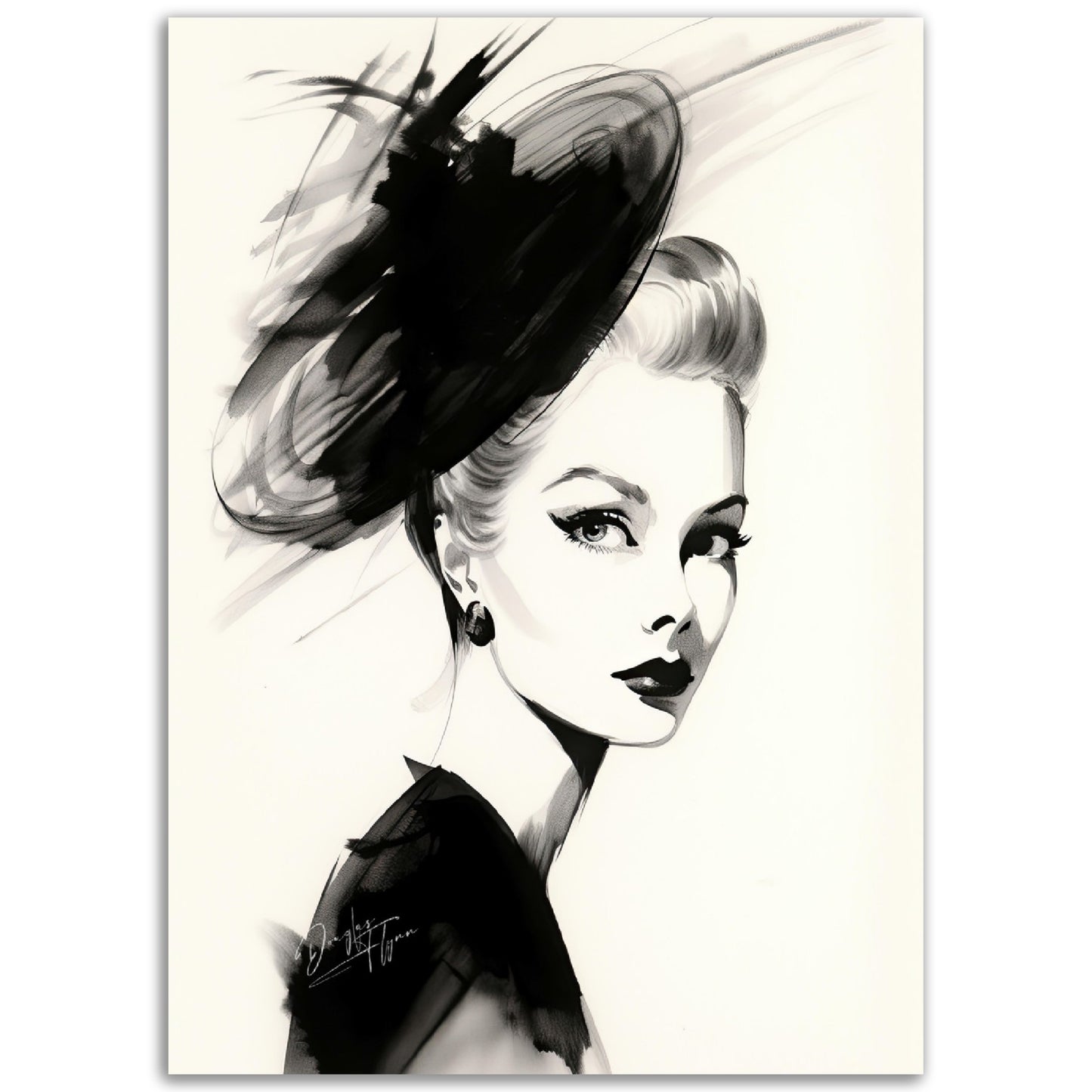 »Glamorous Fascinator, 1950s with Feather and Netting Accents«