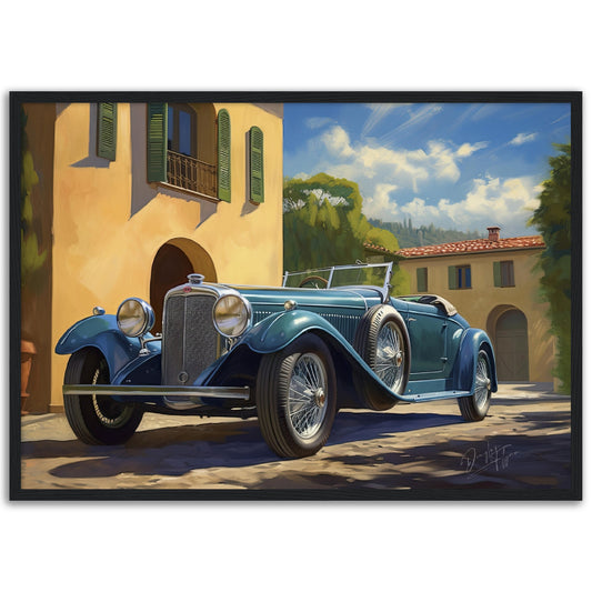 »Vibrant teal 1930s vintage car«