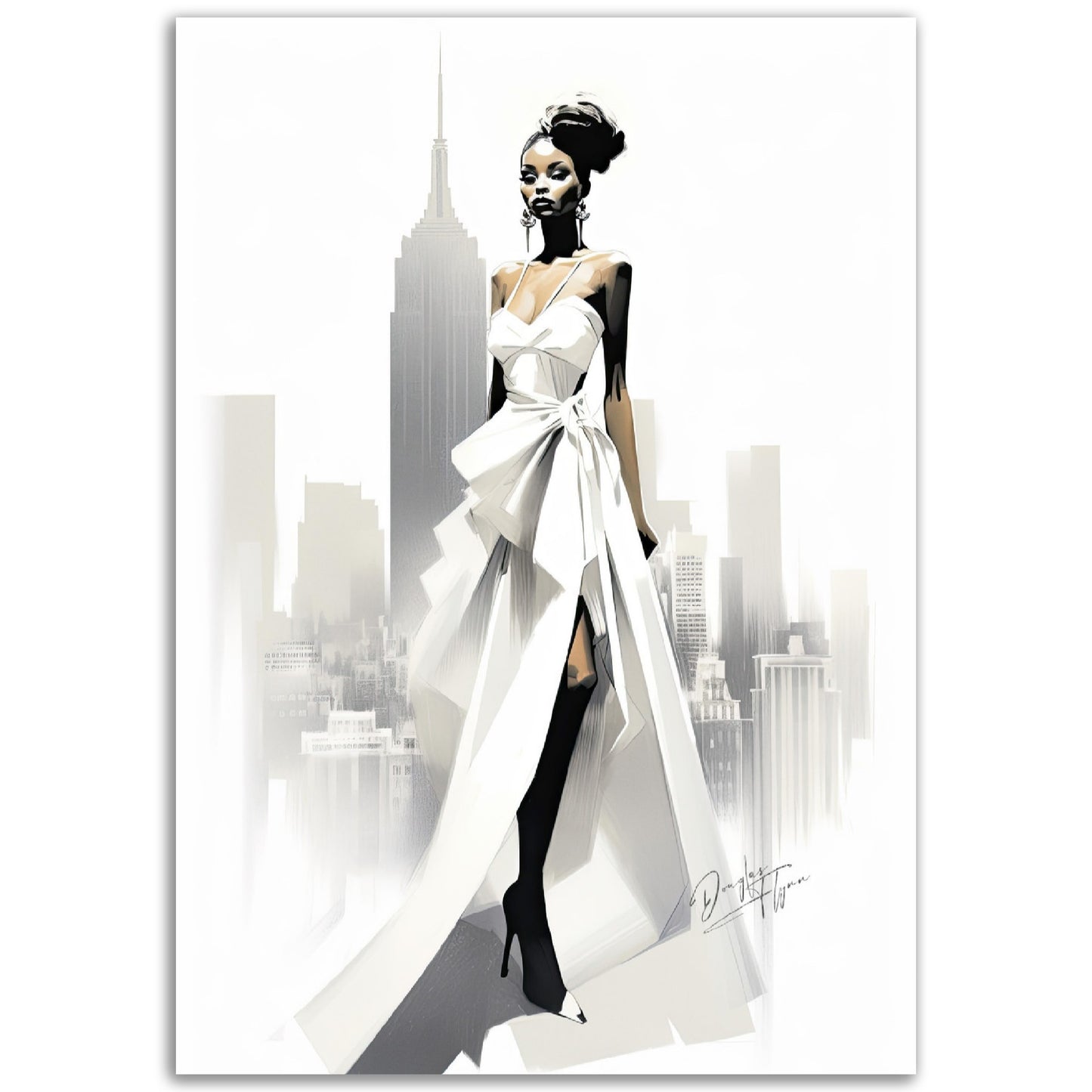 »Bold Asymmetrical Wedding Dress, 2010s with Oversized Bow«