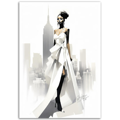 »Bold Asymmetrical Wedding Dress, 2010s with Oversized Bow«