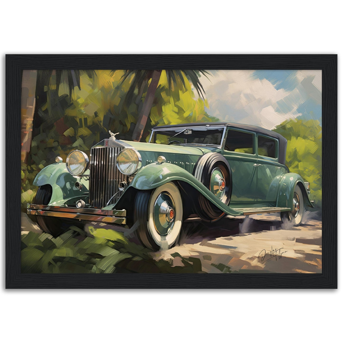 »Emerald green 1920s vintage car«