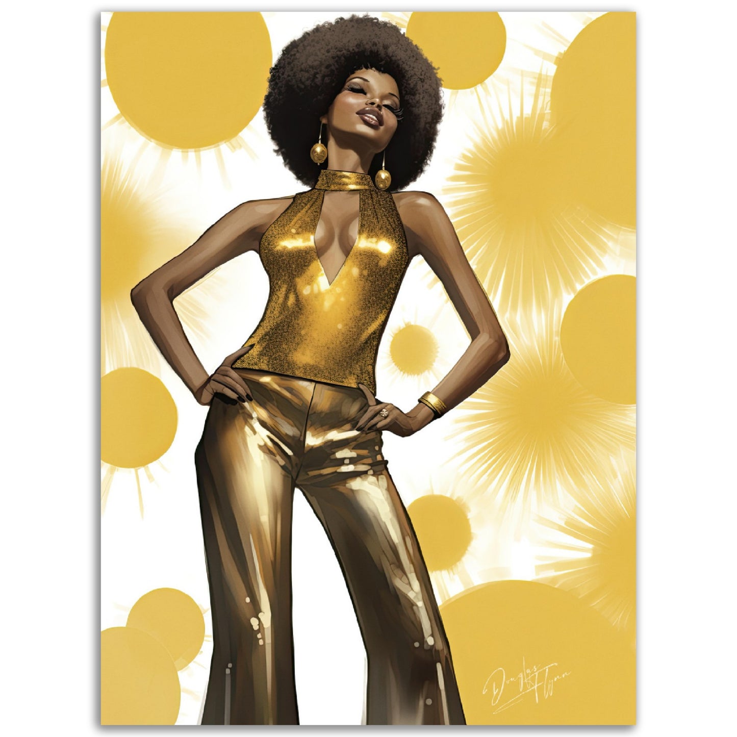 »Glamorous Gold Sequin Embellished Halter-Neck Jumpsuit, 1970s«