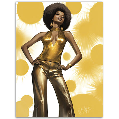 »Glamorous Gold Sequin Embellished Halter-Neck Jumpsuit, 1970s«