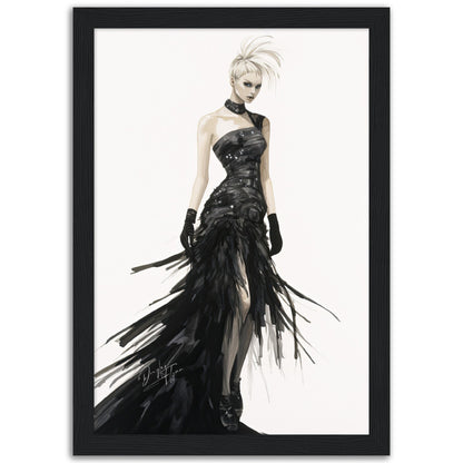 »Stunning Corseted Gown, 2000s with Feather Details«