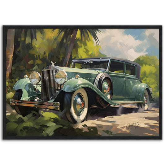 »Emerald green 1920s vintage car«