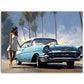»Turquoise 1950s vintage car 1950s«