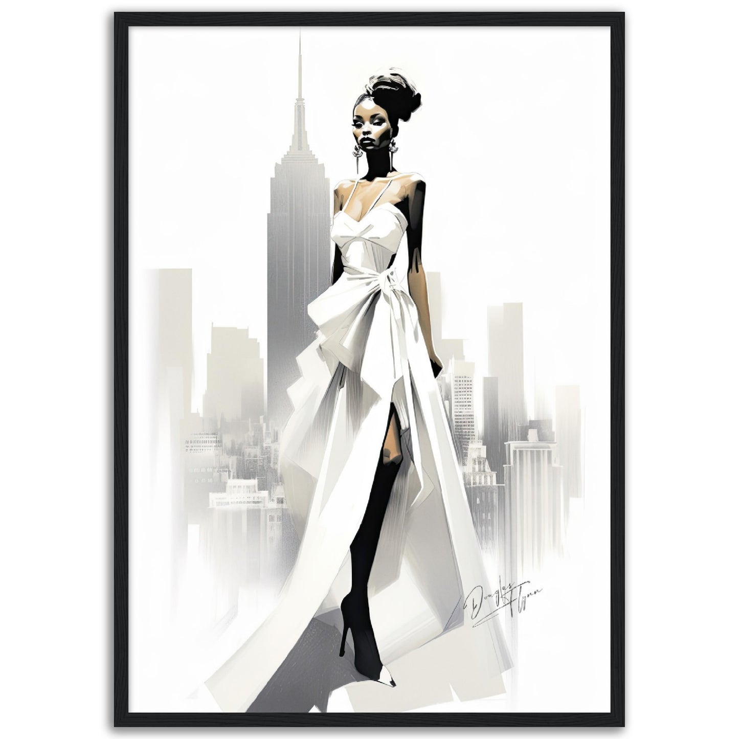 »Bold Asymmetrical Wedding Dress, 2010s with Oversized Bow«