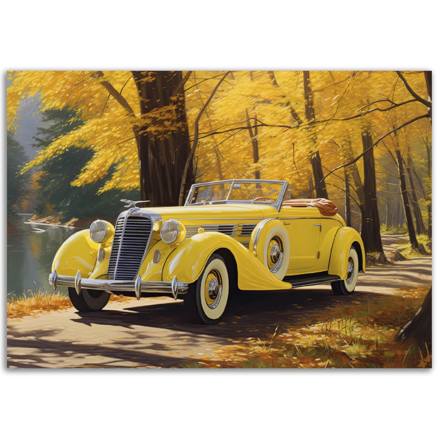 »Canary yellow 1930s Auburn vintage car«