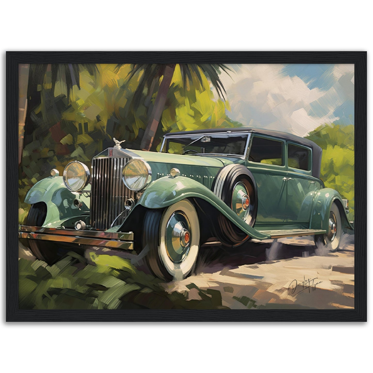 »Emerald green 1920s vintage car«