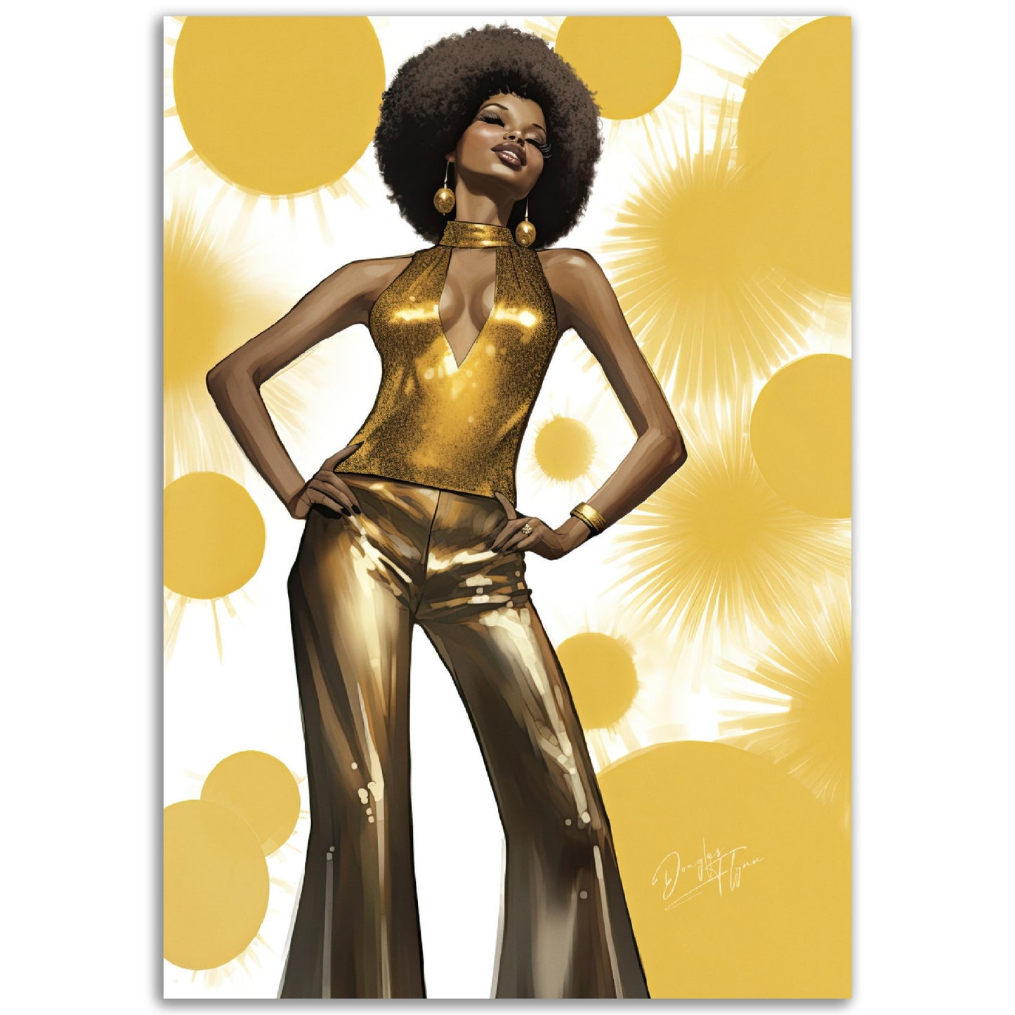 »Glamorous Gold Sequin Embellished Halter-Neck Jumpsuit, 1970s«